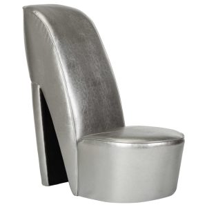 vidaXL stol højhælet sko-design kunstlæder sølvfarvet